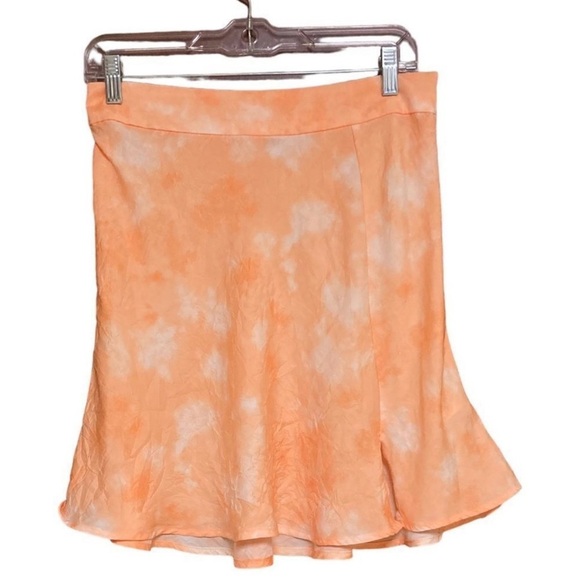 Free People•Martine Flirt Peach Combo Textured Tie Dye Slit Mini Skirt Sz 6, EUC - Picture 10 of 17